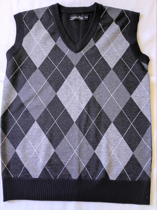 Whipper In Other - Whipper In Junior’s Gray and Black Argyle V-Neck Sweater Vest